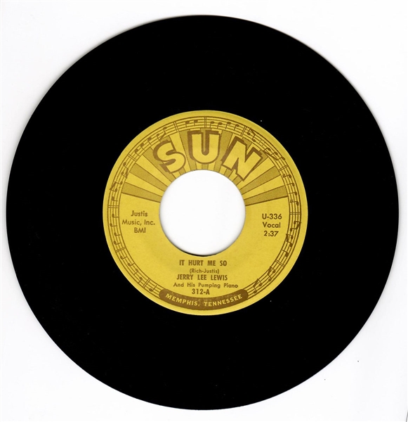 Jerry Lee Lewis Original "It Hurt Me So"/"Ill Sail My Ship Alone" Sun Records 45 Record (Sun-312A)