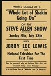 Jerry Lee Lewis Rare Original 1957 Steve Allen Show Handbill for First Television Performance