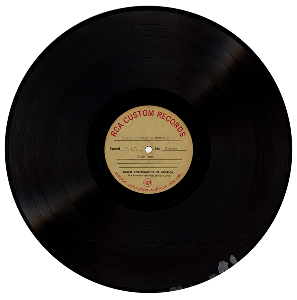 Elvis Presley "Memphis" RCA Custom Records Original Two-Sided Test Acetate