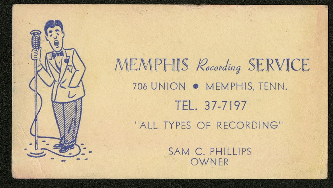 Sam Phillips Owned Original "Memphis Recording Service" Business Card