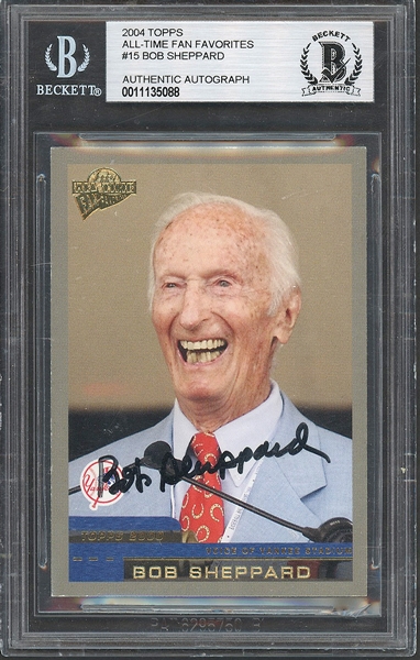 Bob Sheppard Signed 2004 Topps All-Time Fan Favorites #15 BGS Authentic