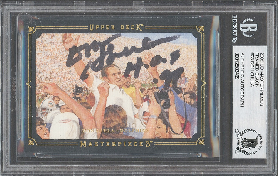 Don Shula Signed 2008 UD Masterpieces Framed Black #23 BGS Authentic