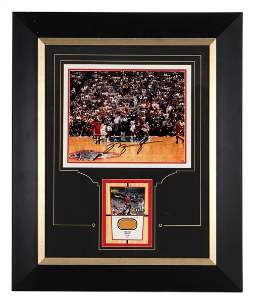 Michael Jordan Framed Display With Upper Deck Final Floor Piece Card