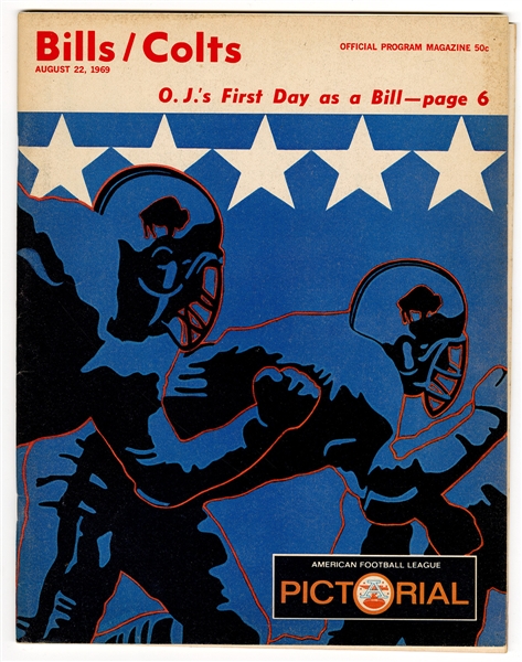 1969 Buffalo Bills vs Baltimore Colts Program (O.J. Simpson Debut August 22, 1969)