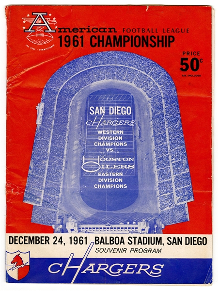 1961 AFL Championship Program (Chargers vs Oilers)