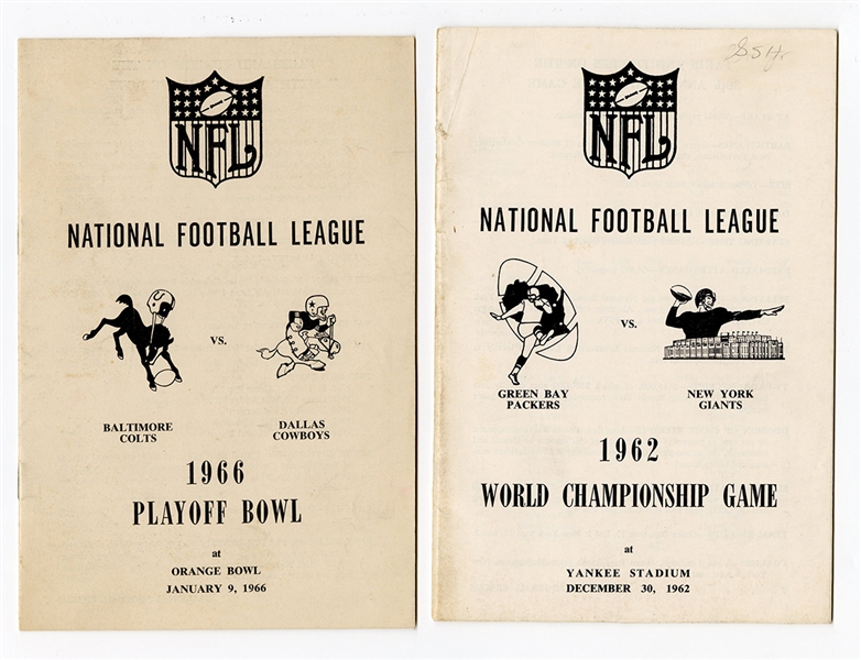 Pair RARE NFL Media Guides 1962 World Championship Game; 1966 Playoff Bowl       