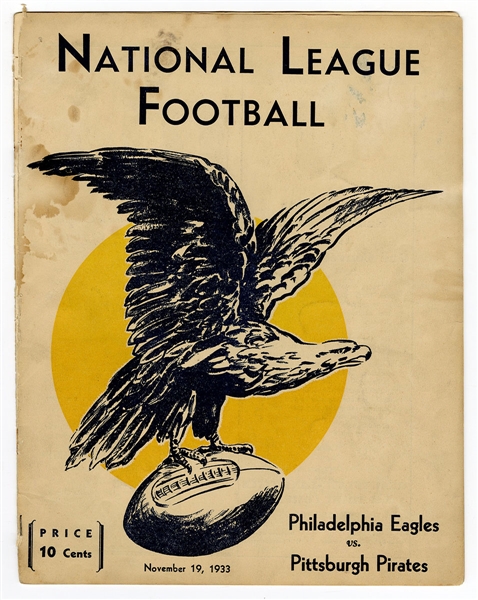 1933 Philadelphia Eagles vs Pittsburgh Pirates NFL Program 