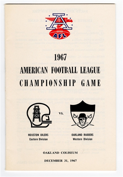 1967 AFL Championship Game Media Guide – Houston Oilers vs Oakland Raiders