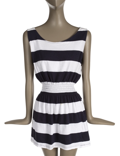 Amy Winehouse Owned & Worn Navy and White Stripped Dress