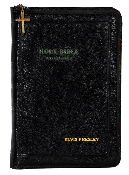 Elvis Presley Owned & Signed Holy Bible With Name Embossed in Gold