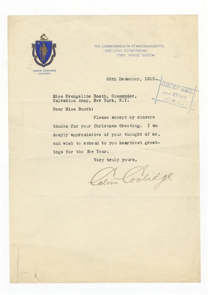 Calvin Coolidge Signed Letter