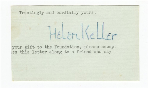 Helen Keller Signed Cut