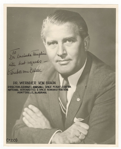 Dr. Wernher Von Braun Signed and Inscribed Photograph