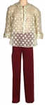 James Brown Owned & Worn Wine Pants and Sheer White and Gold Tunic Shirt