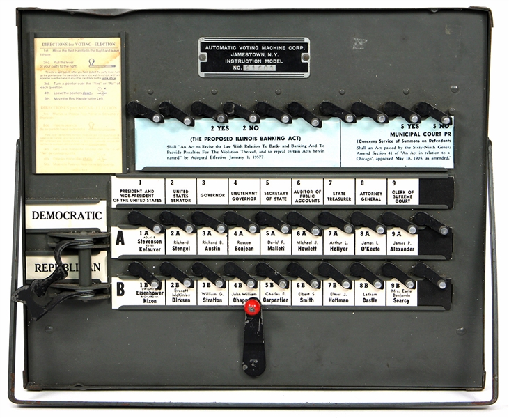 Lot Detail - 1956 Original Presidential Election Voting Machine 