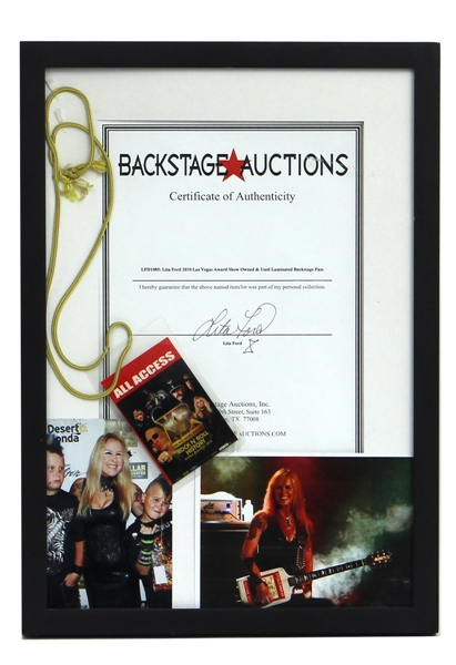 Lita Ford 2010 Las Vegas Award Show Owned and Used Backstage Pass Framed Display