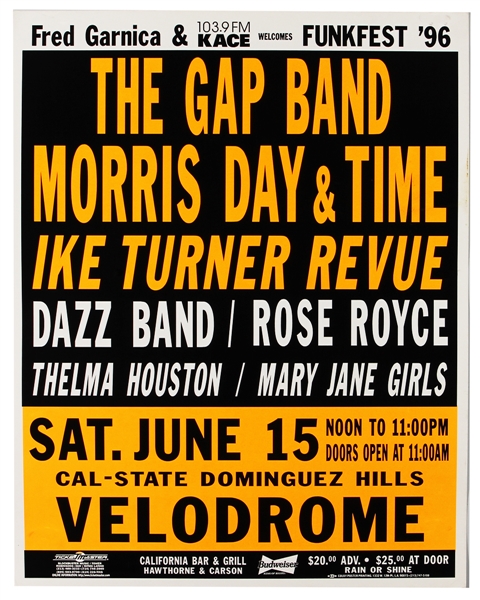 Ike Turner/Morris Day/Gap Band/Mary Jane Girls Original Cardboard Concert Poster
