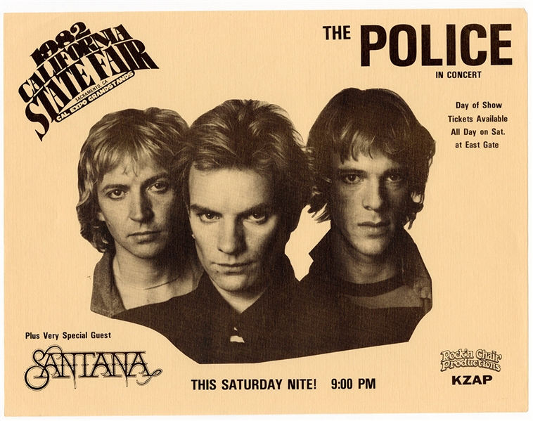 The Police/Santana Original 1982 California State Fair Concert Handbill