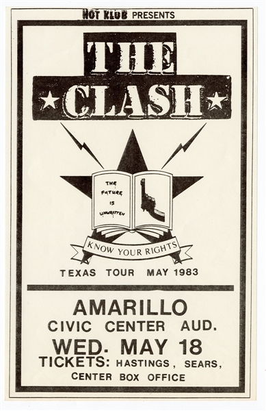 The Clash Original 1982 Amarillo Civic Center Concert Program