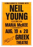 Neil Young Original Greek Theatre Cardboard Concert Poster