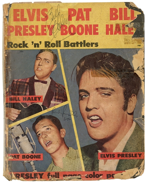 Bill Haley Signed 1956 "Rock n Roll Battlers" Magazine Also Signed by Pat Boone