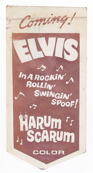 Elvis Presley Original "Harum Scarum" Original Brown Movie Badge