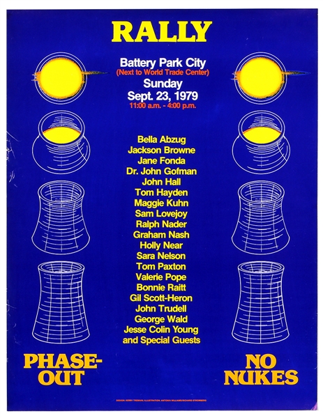 No Nukes Rally Original 1979 Concert Poster Featuring Bonnie Raitt, Jackson Browne, Graham Nash and More
