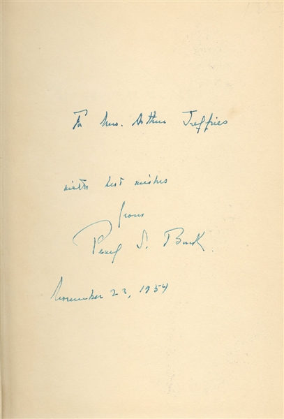 Pearl S. Buck 1954 Signed & Inscribed "My Several Worlds" Book