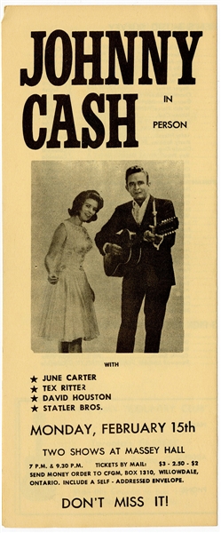 Johnny Cash & June Carter Original 1965 Concert Flyer Survey