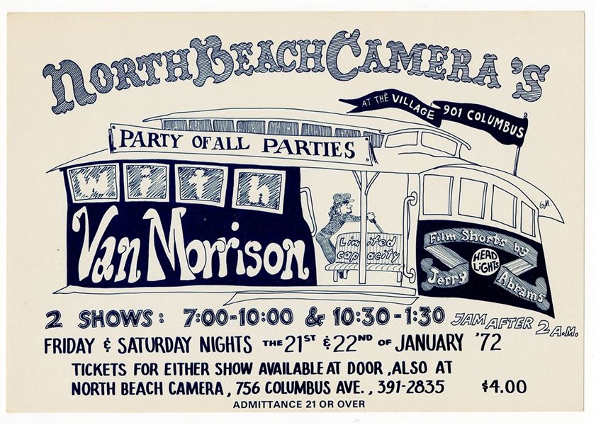 Van Morrison Original The Village San Francisco January 1972 Concert Handbill
