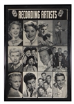 Original 1950s Vintage RCA Recording Artists Poster Featuring Elvis Presley