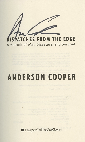 Anderson Cooper Dispatches From the Edge” Signed Book