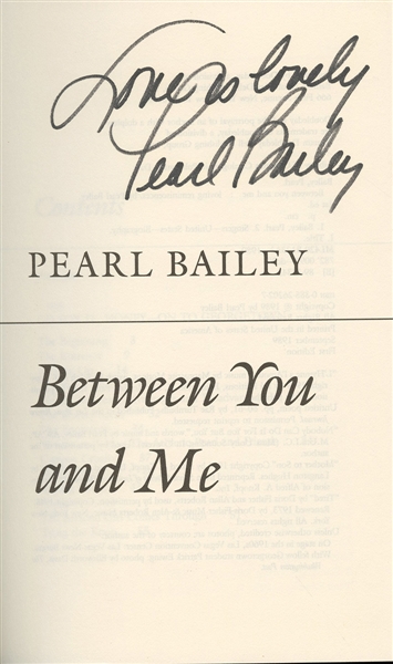 Pearl Bailey Signed Book “Between You and Me”