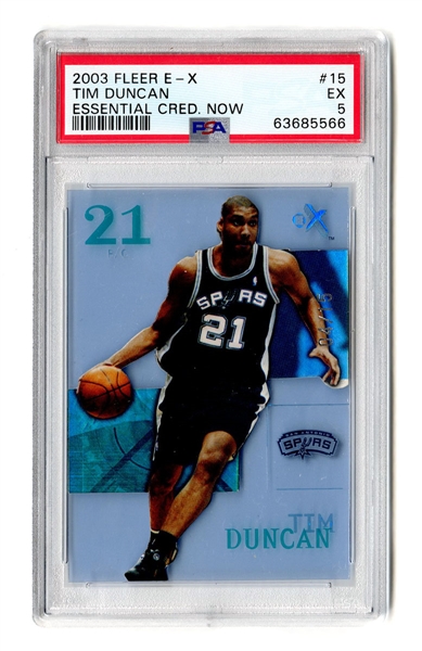 2003 Fleer E-X 15 Tim Duncan Essential Credentials Now /15 Incredibly Rare PSA 5