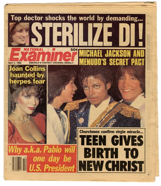 Michael Jackson Owned Original 1984 National Examiner Newspaper