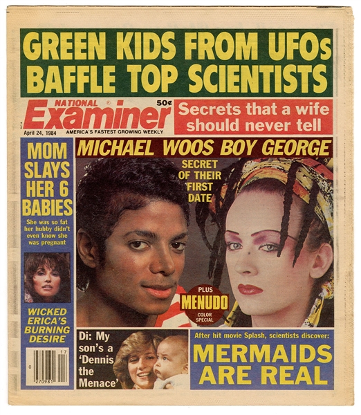 Michael Jackson Owned Original 1984 National Examiner Newspaper - Boy George