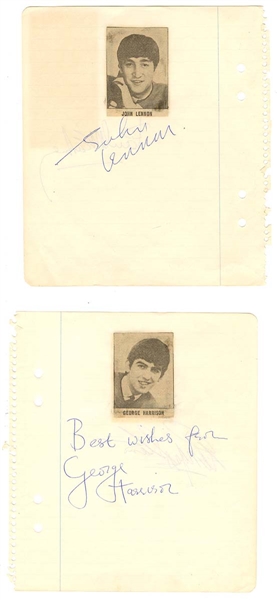 Beatles Set of All Four Autographs on 6x8 Paper JSA