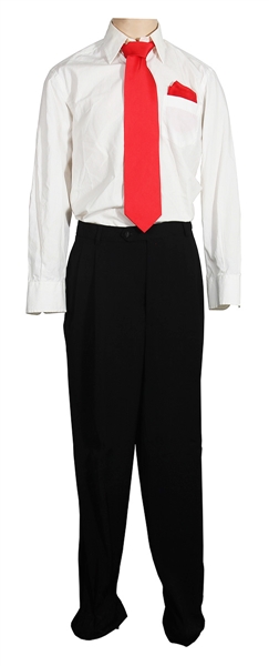 Michael Jackson Owned & Worn Stage Dolce & Gabbana Shirt, Red Tie & Handkerchief and Pants