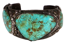 Elvis Presley Stage and Personally Worn Large Turquoise & Silver Cuff Bracelet