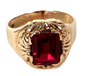 Elvis Presley Owned & Worn 10kt Gold and Red Stone Ring