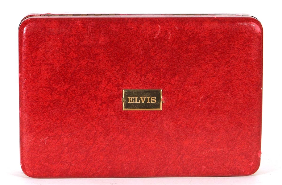 Elvis Presley Owned & Used "Elvis" Gold Stamped Red Jewelry Box