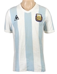 Diego Maradona 1982 World Cup Match Worn Shirt vs EL Salvador June 23, 1982 Argentina Equipment Manager LOA & MEARS