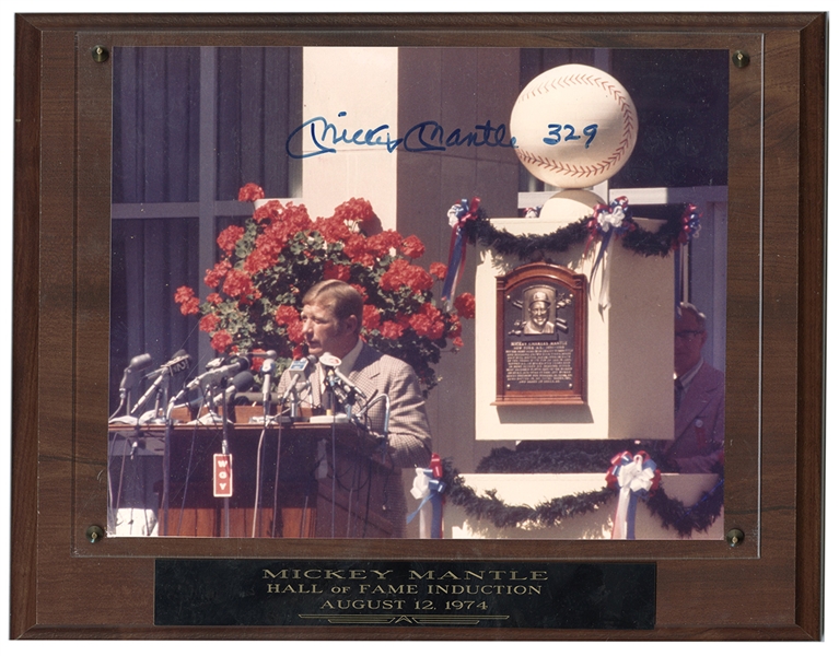 Lot Detail - Mickey Mantle Signed HOF Induction Photograph And Signed ...