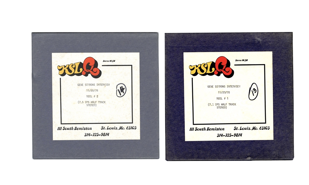 KISS Gene Simmons 1978 Solo Album Promo Tour KSLQ St Louis Missouri Radio Interview 2 Piece Reel To Reel Tape Set -- Formerly Owned By Bill Aucoin