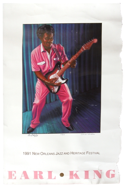 Earl King Signed and Numbered Original 1991 New Orleans Jazz and Heritage Festival Poster