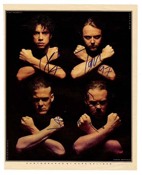Metallica Band Signed Magazine Photograph JSA