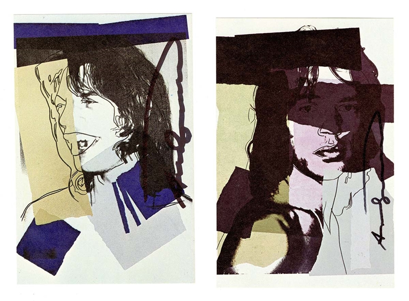 Mick Jagger Andy Warhol Signed Postcards