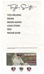 Taylor Swift 2012 "Late Show With David Letterman Set List, Ticket and Guitar Picks