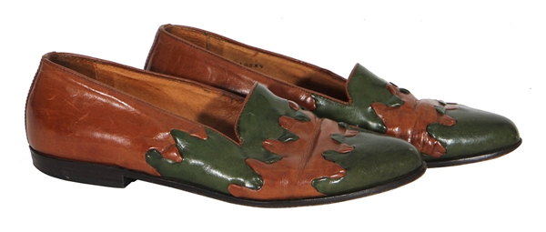 James Brown Owned & Worn Brown and Green Leather Stage Shoes
