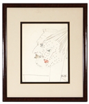 Unique Circa 1960 Katharine Hepburn Self Portrait with Spencer Tracy – Water Color and Ink on Paper Signed Original Artwork